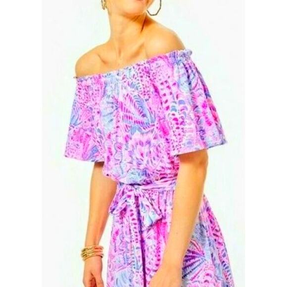 Lilly Pulitzer MORIAH Midi Maxi Dress Raz Berry Sea You Soon Lilac Pink Small - Picture 5 of 10